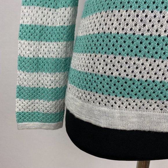 Converse S Striped Open Loose Knit Pullover Acrylic Lightweight Sweater Casual - Picture 9 of 12